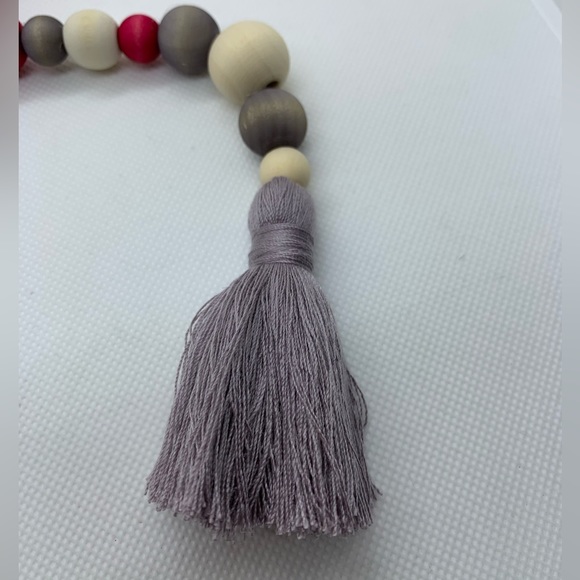 Farmhouse Style Wooden Bead Garland - Valentines Tiered Tray Accent Decor - Picture 6 of 7